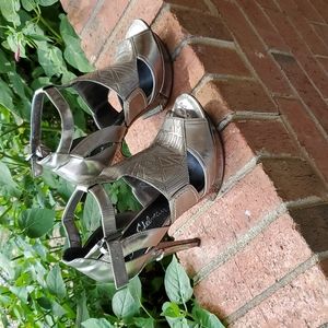 Pewter metallic heels - size 9